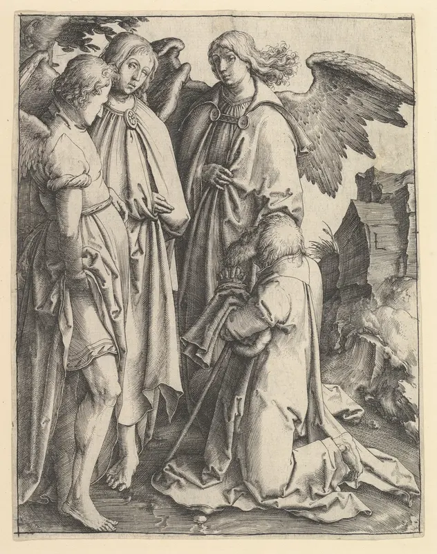 Abraham and Three Angels Wall Art by Lucas van Leyden - High-Resolution Digital Print