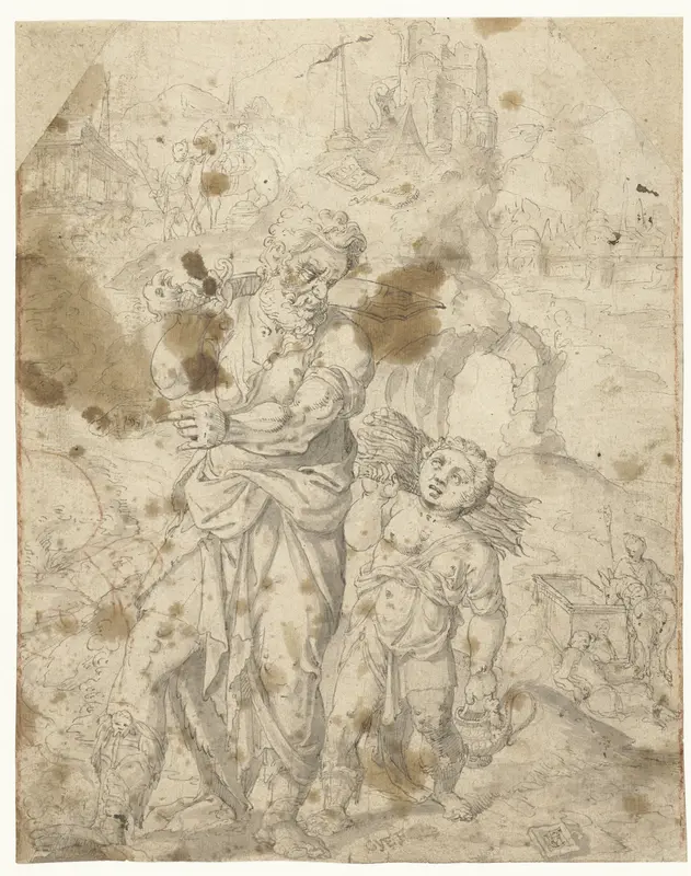Abraham en Izaäk onderweg naar de offerplaats Wall Art by Monogrammist VCH of HVC - High-Resolution Digital Print
