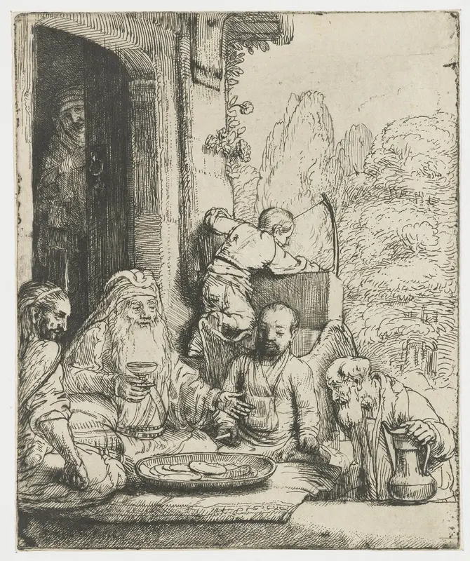 Abraham entertaining the angels Wall Art by Unknown - High-Resolution Digital Print