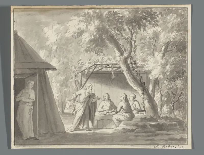 Abraham ontvangt de drie engelen Wall Art by Unknown - High-Resolution Digital Print