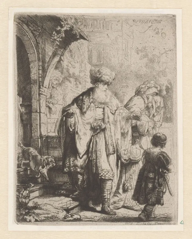 Abraham verstoot Hagar en Ismaël Wall Art by Léopold Flameng - High-Resolution Digital Print