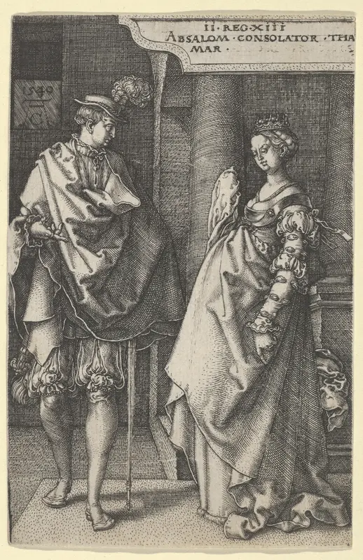 Absalom Comforting Tamar, from "The Story of Amnon and Tamar" Wall Art by Heinrich Aldegrever - High-Resolution Digital Print