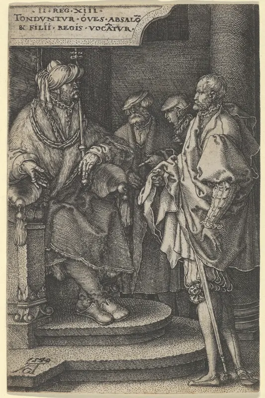 Absalom Inviting David and His Brothers, from "The Story of Amnon and Tamar" Wall Art by Heinrich Aldegrever - High-Resolution Digital Print