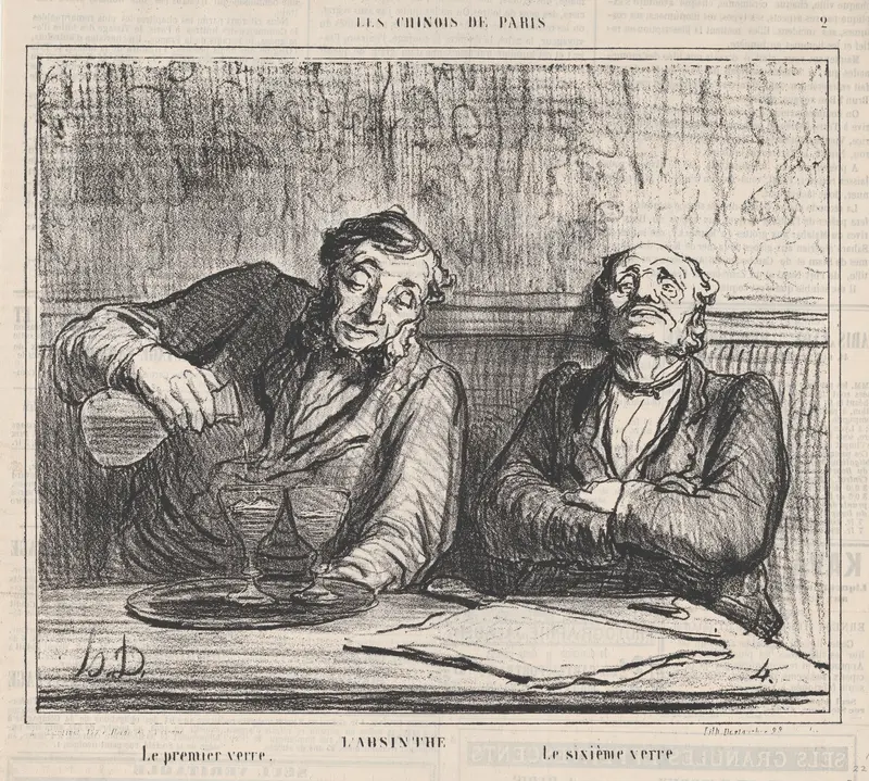 Absinthe: The first glass, the sixth glass, from 'The Chinese of Paris," published in Le Charivari, December 22, 1863 Wall Art by Honoré Daumier - High-Resolution Digital Print