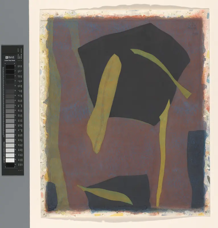 Abstracte schildering in groen, geel, zwart en paars Wall Art by Unknown - High-Resolution Digital Print