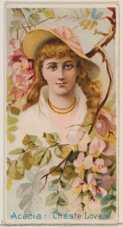 Acacia: Chaste Love, from the series Floral Beauties and Language of Flowers (N75) for Duke brand cigarettes Wall Art by American Tobacco Company - High-Resolution Digital Print