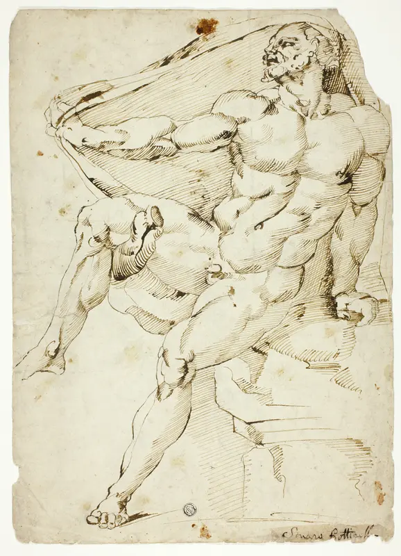 Academic Male Nude Representing Hercules with Nessus's Robe (recto and verso) Wall Art by Baccio Bandinelli - High-Resolution Digital Print