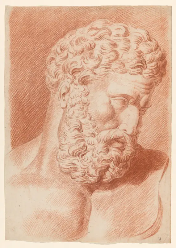 Academiestudie: gipsbeeld van man met baard Wall Art by Johannes Tavenraat - High-Resolution Digital Print
