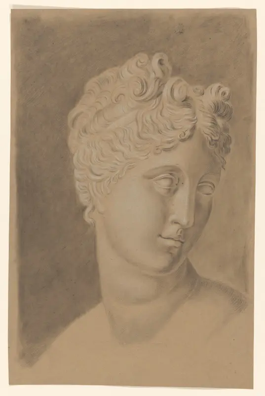 Academiestudie naar een gips van een antiek beeld: buste van een vrouw Wall Art by Johannes Tavenraat - High-Resolution Digital Print