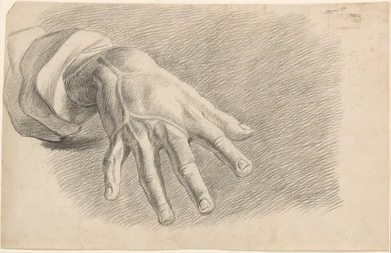 Academiestudie naar een gips van een antiek beeld: detailstudie van een hand Wall Art by Johannes Tavenraat - High-Resolution Digital Print