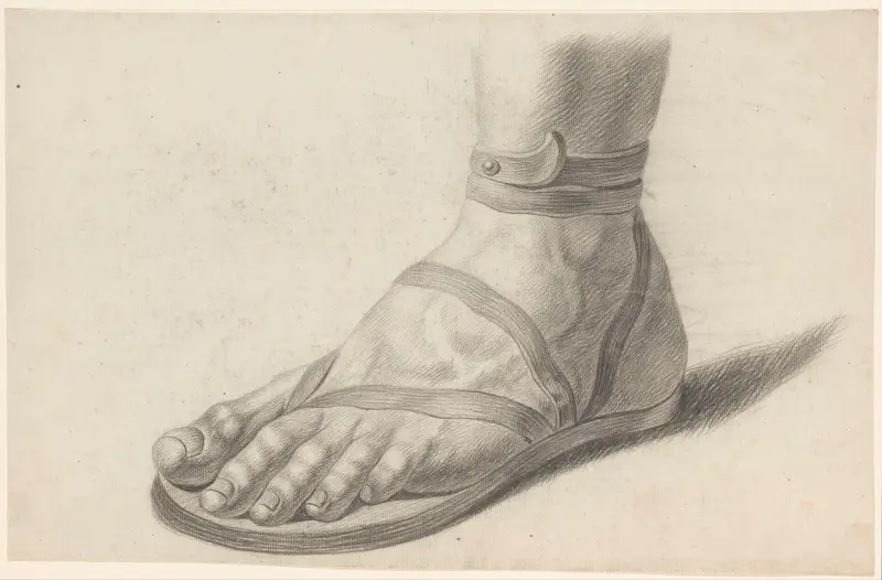 Academiestudie naar een gips van een antiek beeld: detailstudie van een voet Wall Art by Johannes Tavenraat - High-Resolution Digital Print