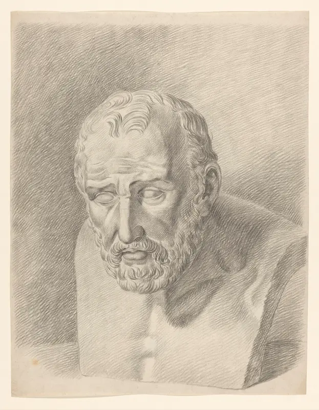 Academiestudie naar gips van antieke buste van een man Wall Art by Johannes Tavenraat - High-Resolution Digital Print
