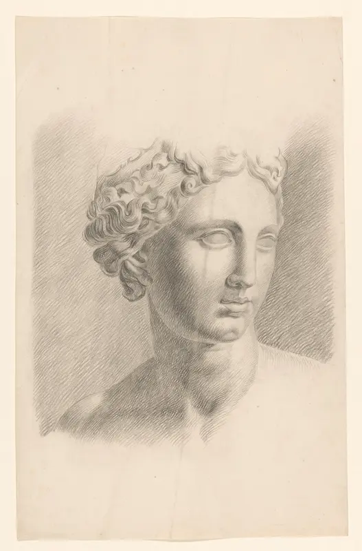 Academiestudie naar gips van antieke buste van een vrouw Wall Art by Johannes Tavenraat - High-Resolution Digital Print