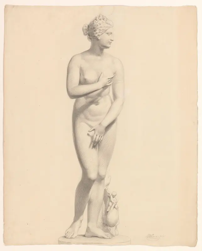 Academiestudie naar pleistermodel van antiek beeld: Venus de' Medici, van voren Wall Art by Jacobus Everhardus Josephus van den Berg - High-Resolution Digital Print