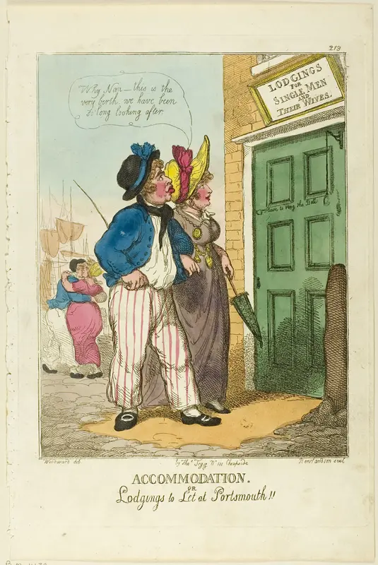 Accommodation, or Lodgings to Let Portsmouth Wall Art by Thomas Rowlandson - High-Resolution Digital Print