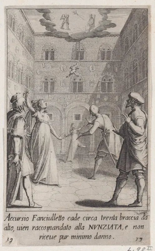 Accursio, from Scelta d'Alcuni Miracoli e Grazie della Santissima Nunziata di Firenze (Selection of Some Miracles and Graces that Occurred in the Church of the Annunziata in Florence) Wall Art by Jacques Callot - High-Resolution Digital Print