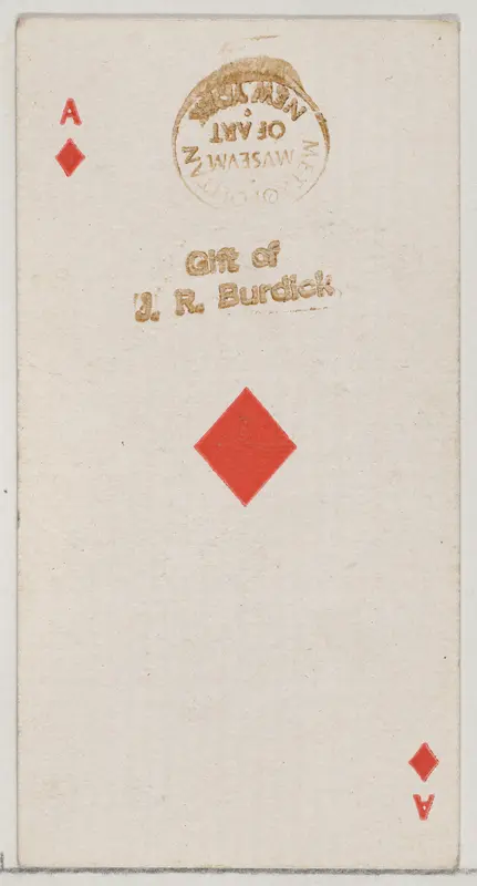Ace of Diamonds (red), from the Playing Cards series (N84) for Duke brand cigarettes Wall Art by W. Duke, Sons & Co. - High-Resolution Digital Print