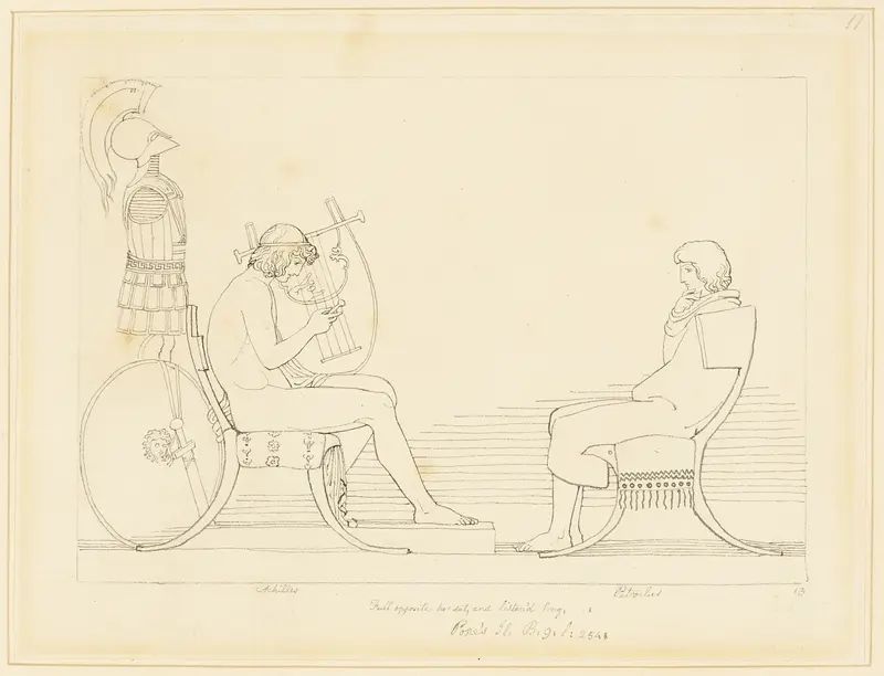Achilles and Patroclus Wall Art by John Flaxman - High-Resolution Digital Print