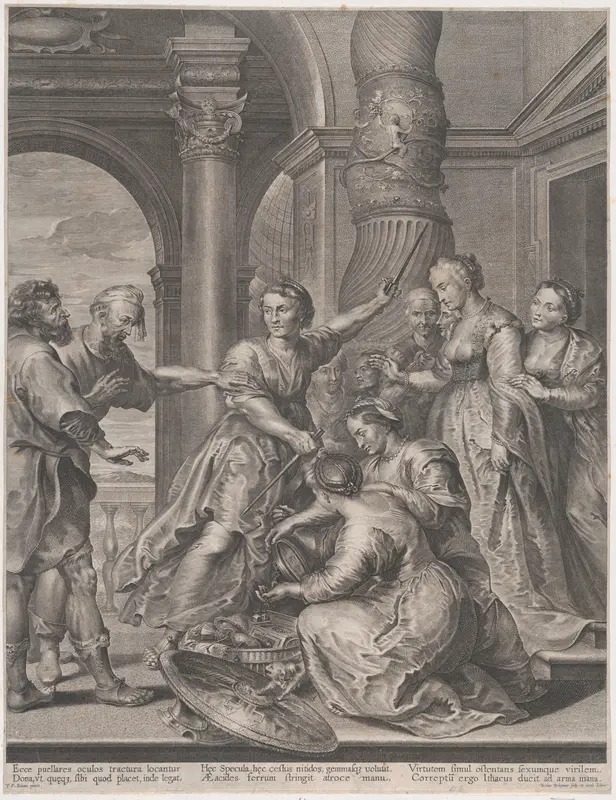 Achilles and the daughters of Lycomedes Wall Art by Nicolaes Ryckmans - High-Resolution Digital Print