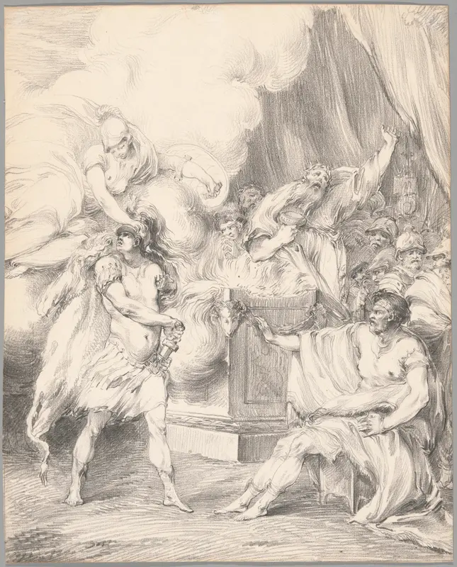 Achilles Restrained by Athena in Agamemnon's Tent, from Iliad, Book I Wall Art by Johan Tobias Sergel - High-Resolution Digital Print