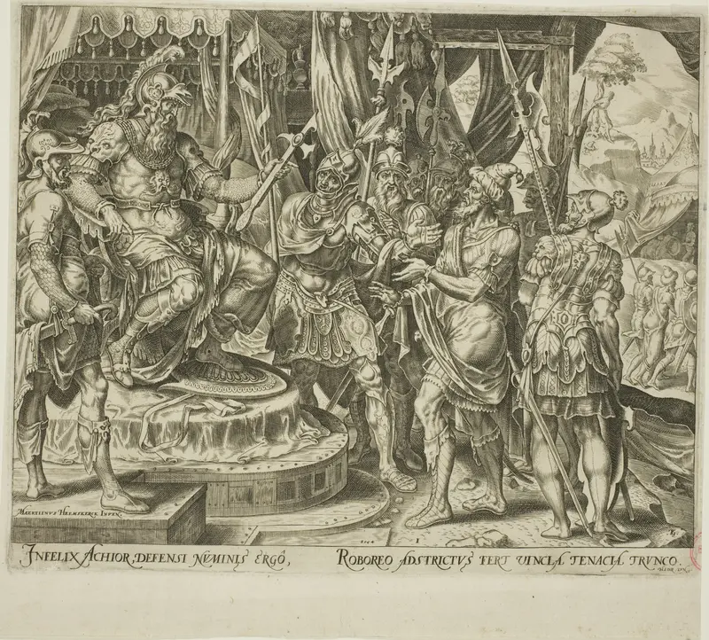Achior Pleading with Holofernes for the Israelites, plate one from The Story of Judith and Holofernes