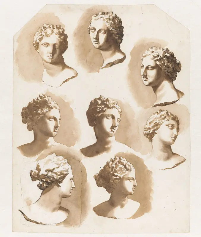 Acht maal het hoofd van de Venus de' Medici Wall Art by Jan de Bisschop - High-Resolution Digital Print