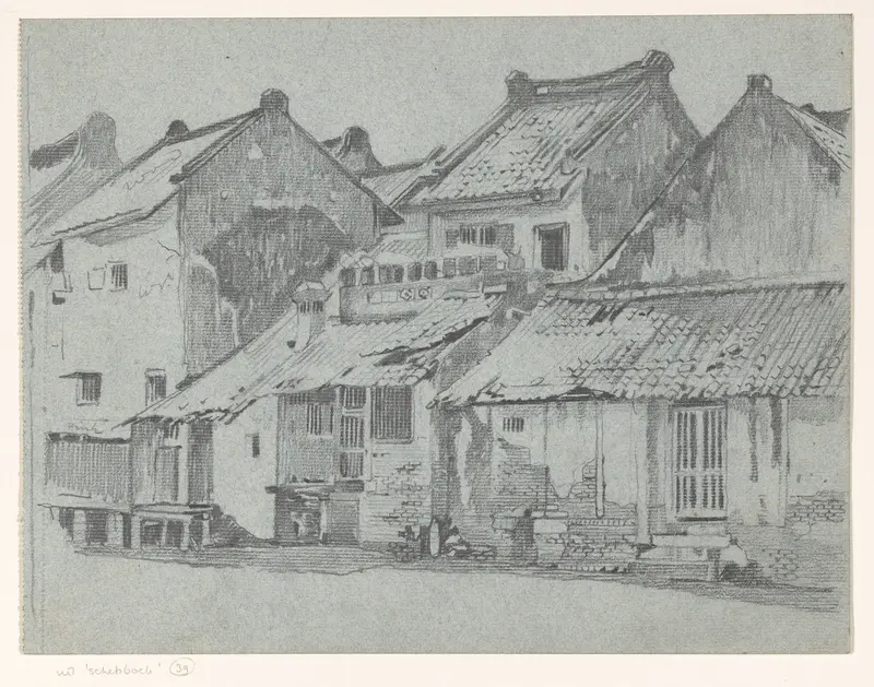Achtergevels van woningen aan een rivier in Batavia Wall Art by Willem Witsen - High-Resolution Digital Print
