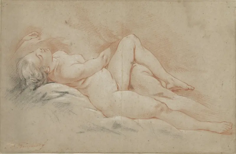 Achterover liggend vrouwelijk naakt Wall Art by François Boucher - High-Resolution Digital Print