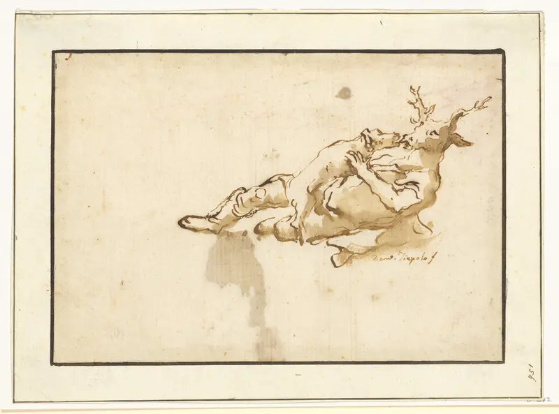 Actaeon, Changed into a Stag, Attacked by One of His Own Hounds Wall Art by Giovanni Domenico Tiepolo - High-Resolution Digital Print