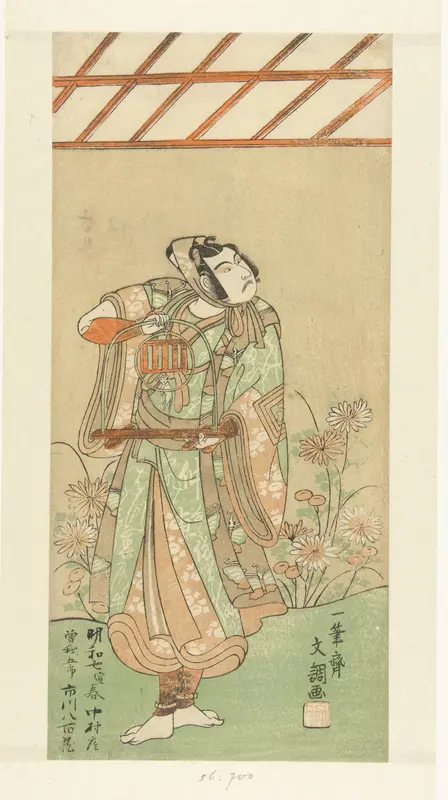 Acteur Ichikawa Yaozo II in de rol van Soga no Goro met vossenval Wall Art by Unknown - High-Resolution Digital Print