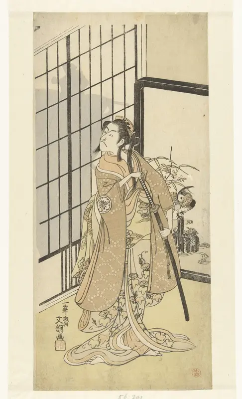 Acteur Matsumoto Koshiro III in de vrouwenrol Asagao Wall Art by Unknown - High-Resolution Digital Print