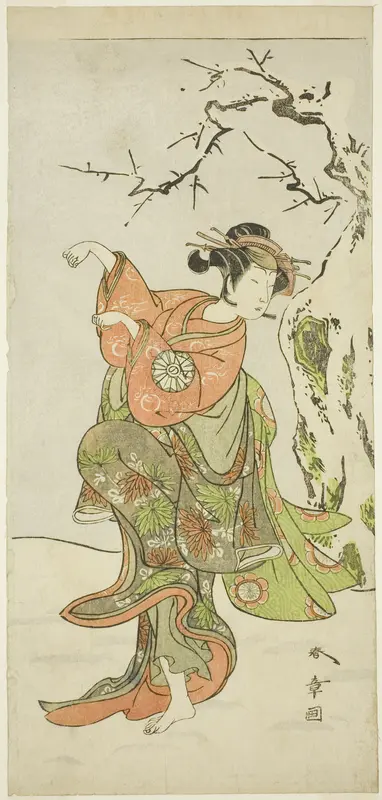 Actor Nakamura Noshio I as the Fox-Wife from Furui in “First Performance Day of the Izu Calendar” (“Izu-goyomi Shibai no Ganjitsu”) Wall Art by Katsukawa Shunsho - High-Resolution Digital Print