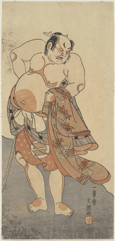 Actor Sakata Hongoro II as a Wrestler in a Play