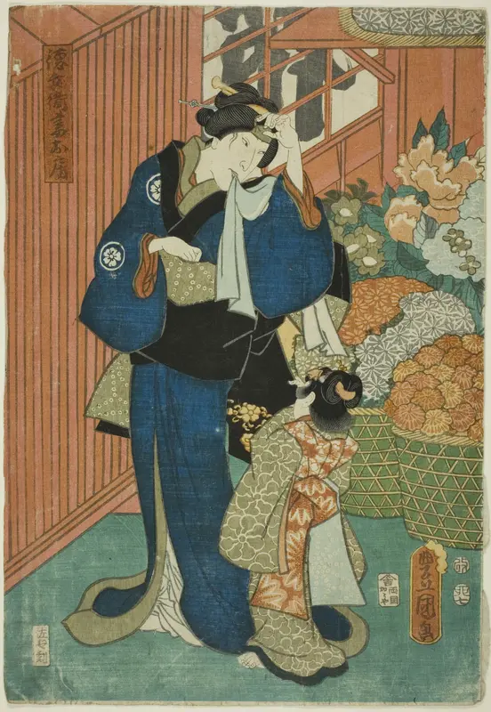 Actors Kataoka Gado II as Florist (Hanaya) Tokubei (R) and Nakamura Daikichi III as Tokubei's Wife (Tsuma) Ofusa (L)
