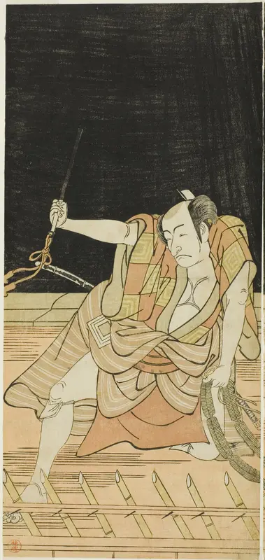 Actors Nakamura Nakazô I as Danshichi Kurobei and Ichikawa Danjûrô V as Issun Tokubei in “Mirror of Osaka in the SummerFestival” (“Natsu MatsuriNaniwa Kagami”)