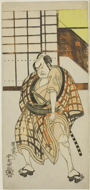 Actors Nakamura Sukegorô II as Sasano Sangobei (Left) and Ôtani Hiroji III as Satsuma Gengobei (Right) in “Green Willow Soga of Erotic Design” (“Iro moyô aoyagi Soga”)