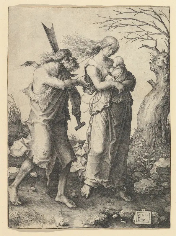 Adam and Eve after the Expulsion Wall Art by Lucas van Leyden - High-Resolution Digital Print