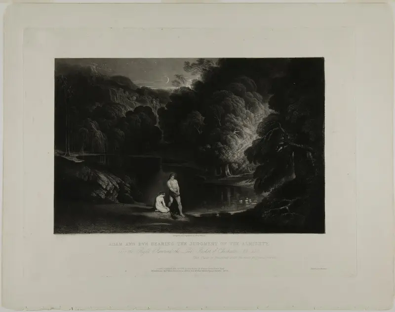 Adam and Eve Hearing the Judgement of the Almighty, from Illustrations of the Bible Wall Art by John Martin - High-Resolution Digital Print