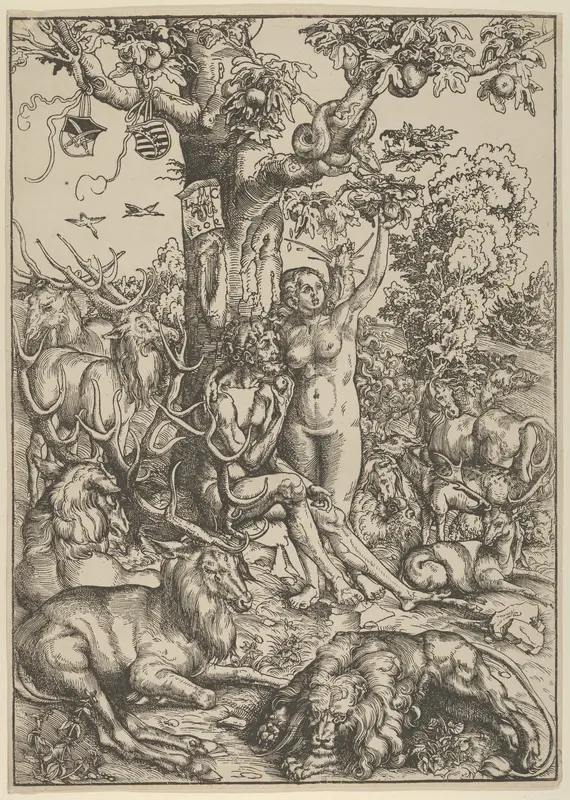 Adam and Eve in Paradise Wall Art by Lucas Cranach the Elder - High-Resolution Digital Print