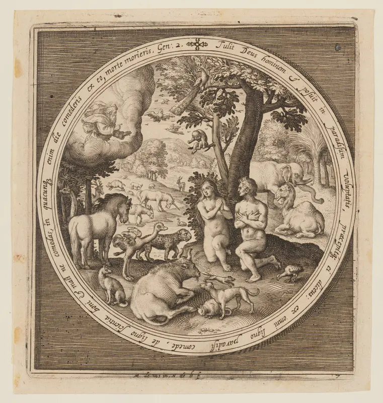 Adam and Eve in Paradise, from The Creation to the Expulsion from Paradise Wall Art by Nicolaes de Bruyn - High-Resolution Digital Print