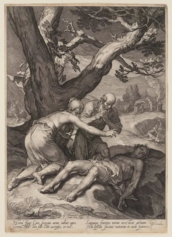 Adam and Eve Lamenting over the Corpse of Abel, from History of the First Parents of Man