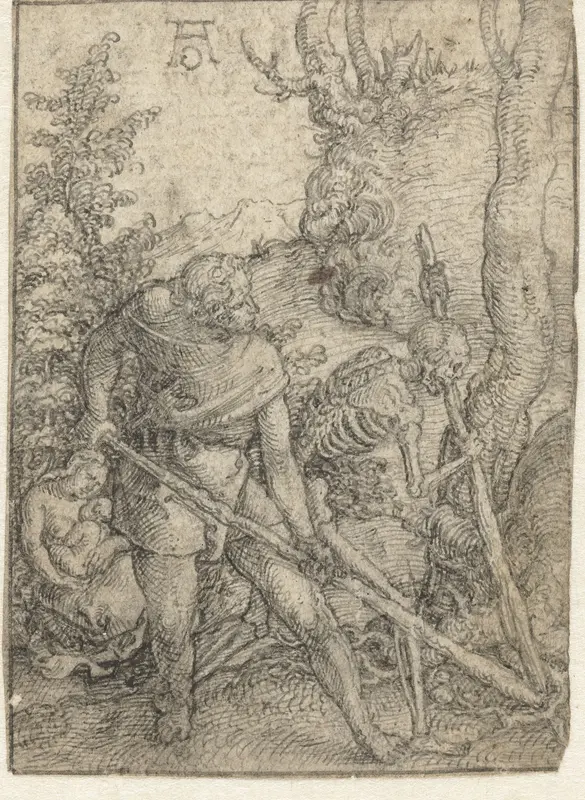 Adam en de Dood beploegen de aarde Wall Art by Heinrich Aldegrever - High-Resolution Digital Print