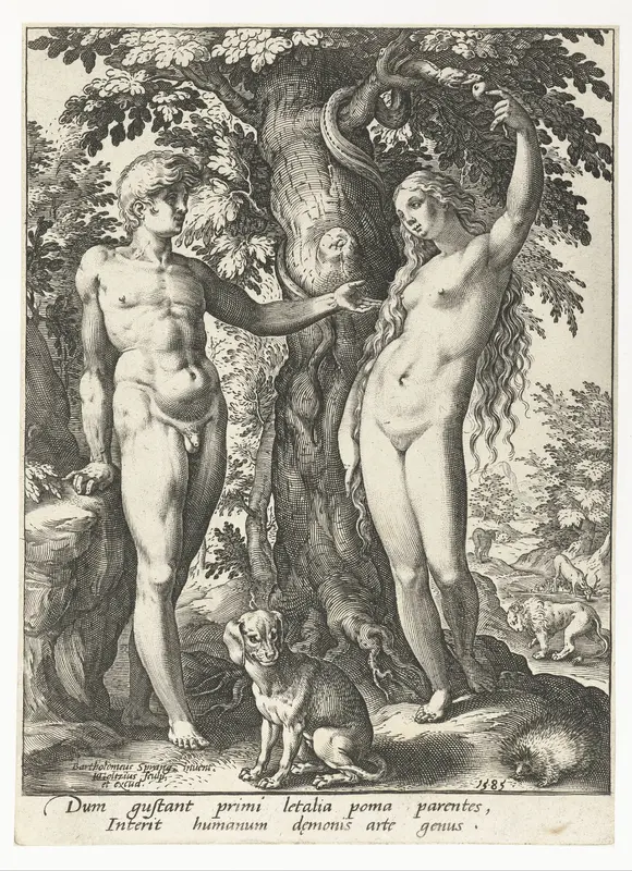 Adam en Eva en de slang Wall Art by Unknown - High-Resolution Digital Print