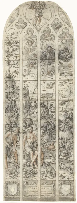 Adam en Eva na de verdrijving uit het paradijs Wall Art by Dirck Pietersz. Crabeth - High-Resolution Digital Print