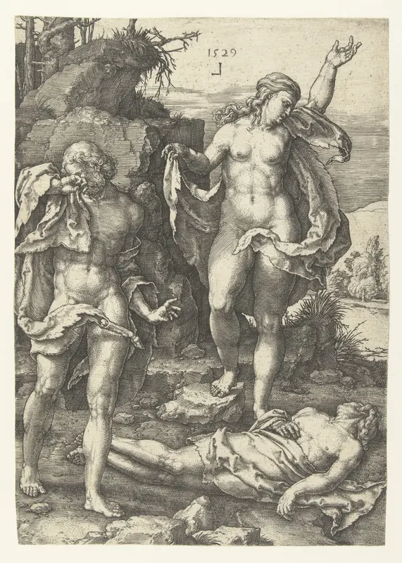 Adam en Eva treuren over de dode Abel Wall Art by Lucas van Leyden - High-Resolution Digital Print
