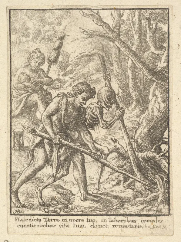 Adam Ploughing, from "Dance of Death" Wall Art by Wenceslaus Hollar - High-Resolution Digital Print