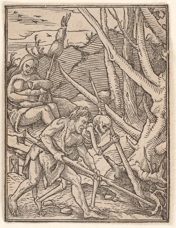 Adam Ploughing, from "The Dance of Death" Wall Art by Hans Holbein the Younger - High-Resolution Digital Print
