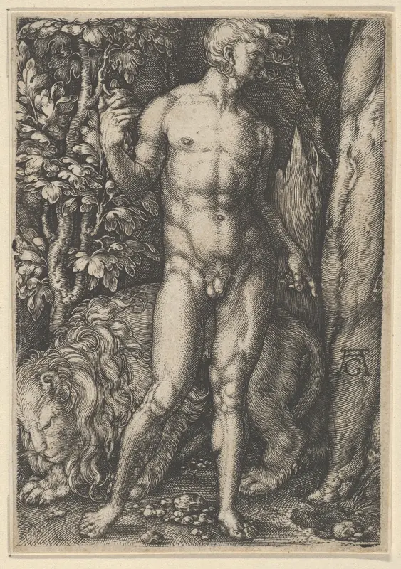 Adam with a Lion Wall Art by Heinrich Aldegrever - High-Resolution Digital Print