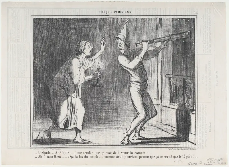 Adèlaïde... Il me semble que je vois... la comète! (Adelaide... I think I see the comet!), from "Croquis Parisiens" Wall Art by Honoré Daumier - High-Resolution Digital Print