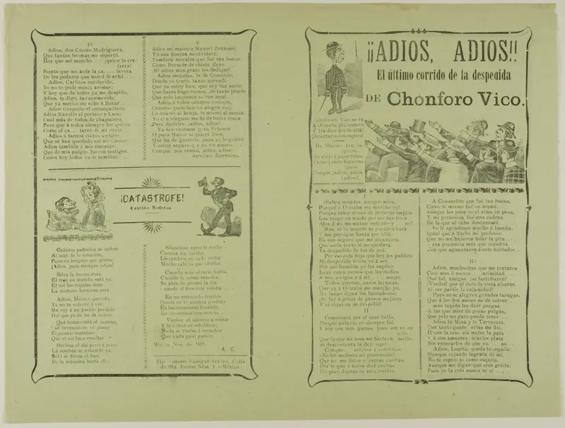 ¡Adiós, adiós! El último corrido de la despedida de Chonforo Vico (Goodbye, Goodbye! The Last Ballad of Chonforo Vico's Farewell) Wall Art by José Guadalupe Posada - High-Resolution Digital Print